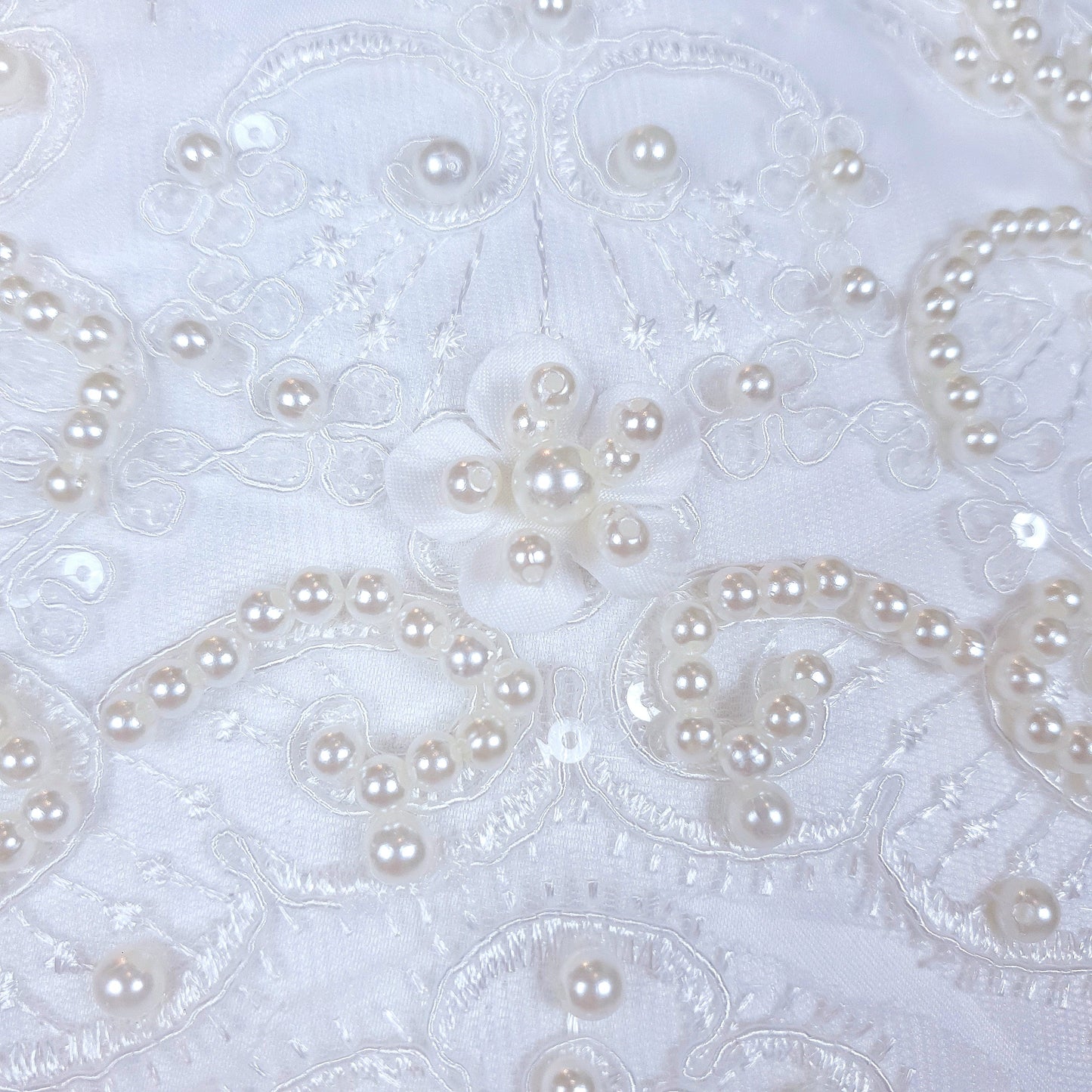 Elegant beaded bodice layered tulle off-white dress
