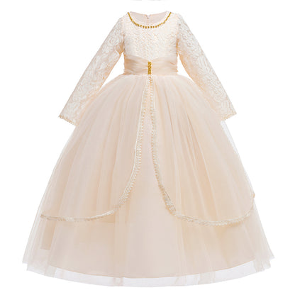 Lace long sleeve cream dress