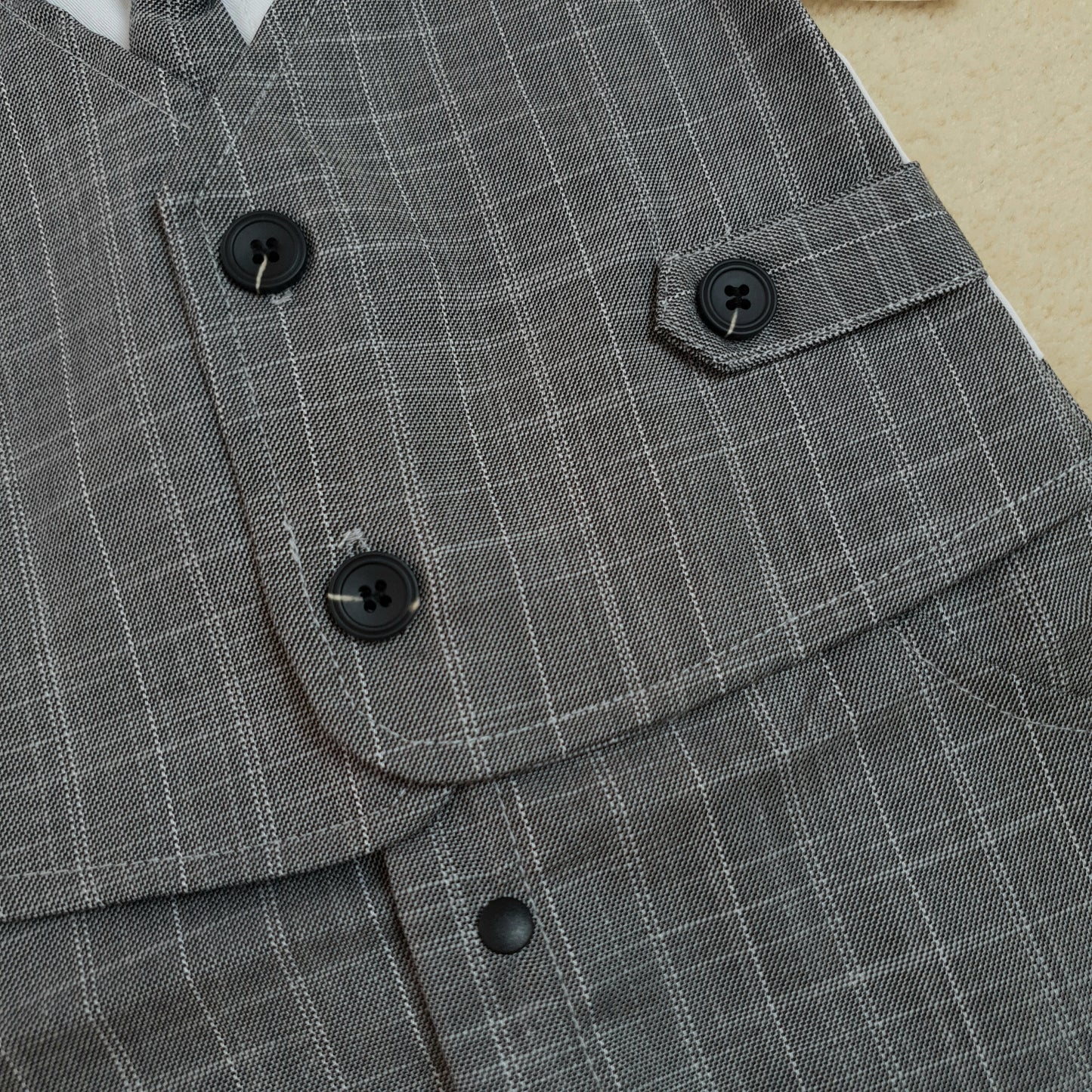 Lead grey plaid summer suit romper