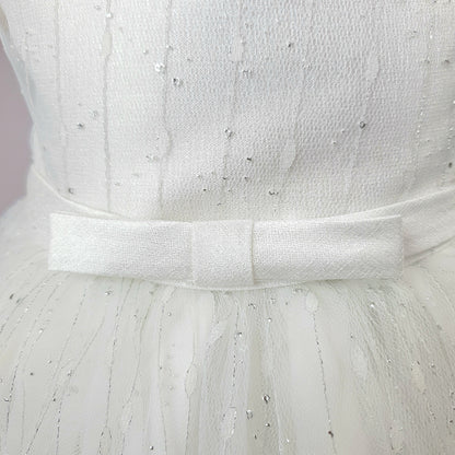 Speckled tulled layered white dress