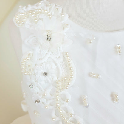 Ruffle high-low white dress