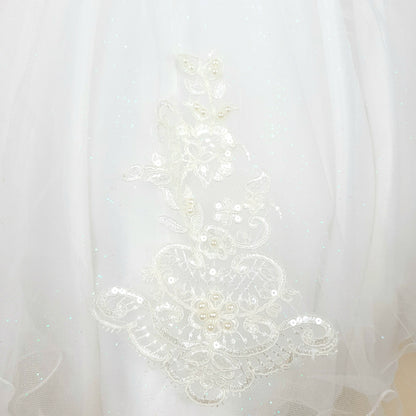 Elegant beaded bodice white dress