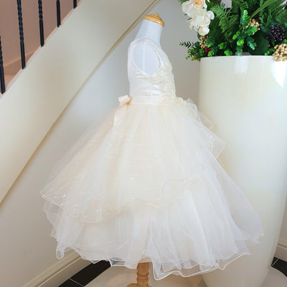 Elegant beaded bodice cream dress
