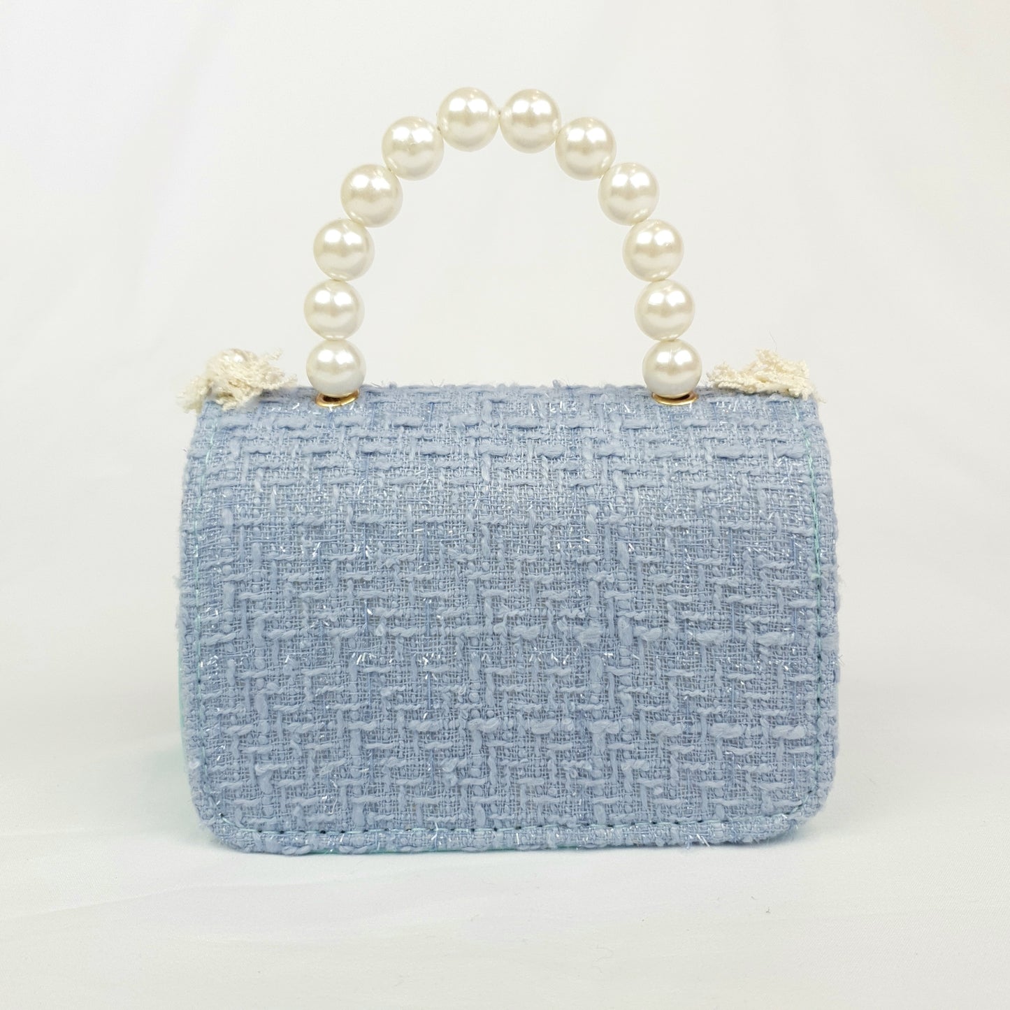 Blue summer tweed pearl bag