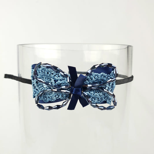 Blue butterfly bow hand-beaded headbands