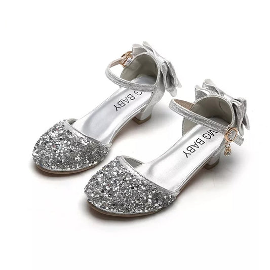 Silver sparkly heeled shoes