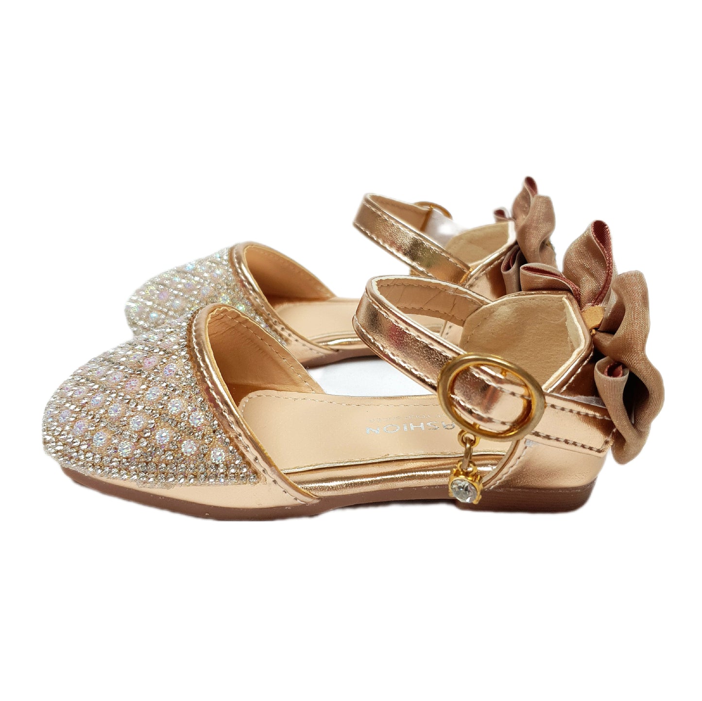 Sparkly rhinestone covered gold shoes