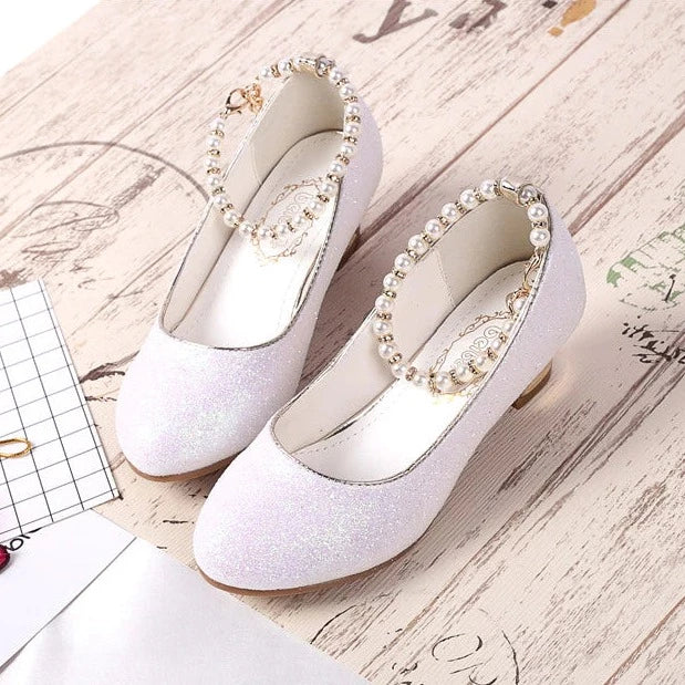 Glitter covered white heels