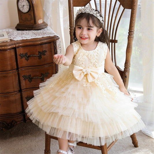 Layered tulle dress in cream