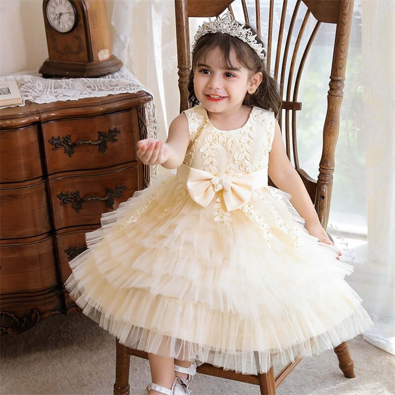 Layered tulle dress in cream